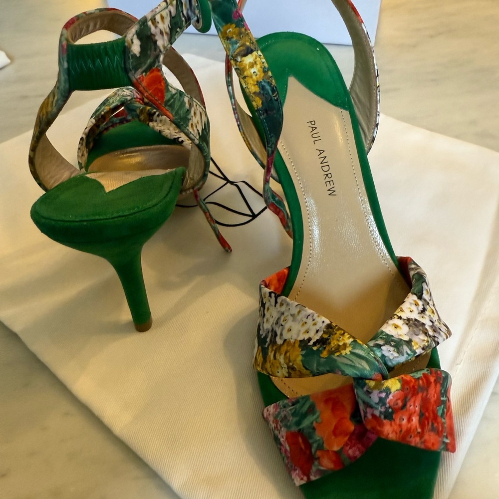 Paul Andrew Women's Floral Green Sandals - Picture 13 of 15